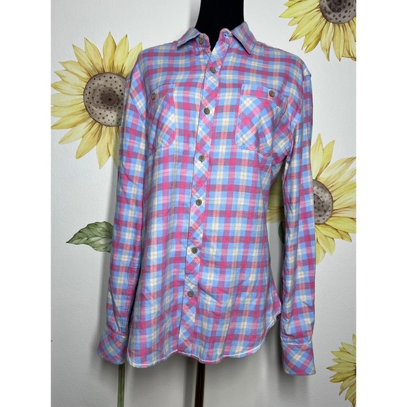 Colours Alexander Julian Tops - Colours Alexander Julian Pink Blue Plaid Button Down Flannel Shirt Womens Medium
